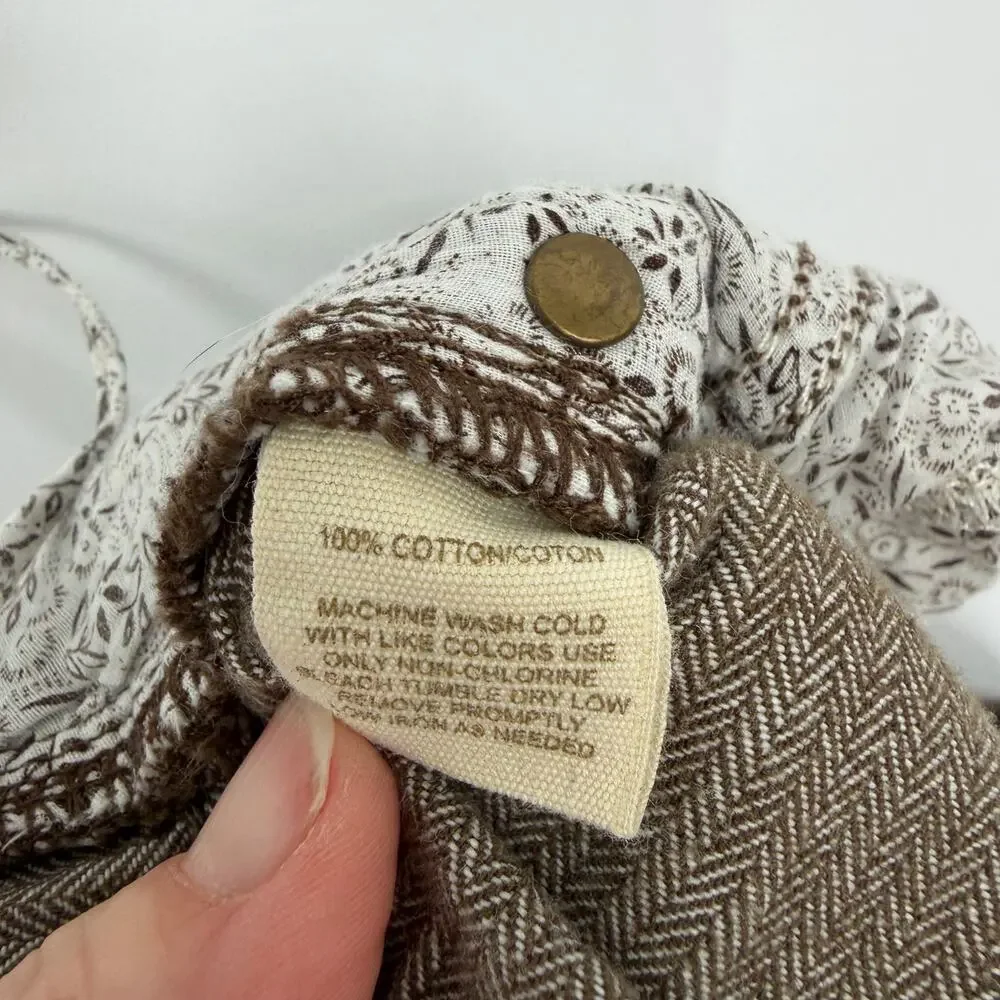 Free‎ People Pants Women’s 29 Brown Ultra Wide Leg Herringbone Bohemian Hippie